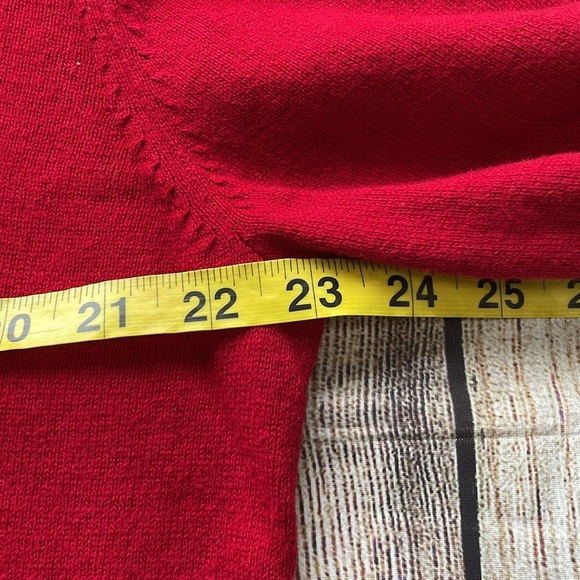 Chaps Mens Cotton & Cashmere Blend V-Neck Sweater Red Size L Soft Preppy - Picture 8 of 13